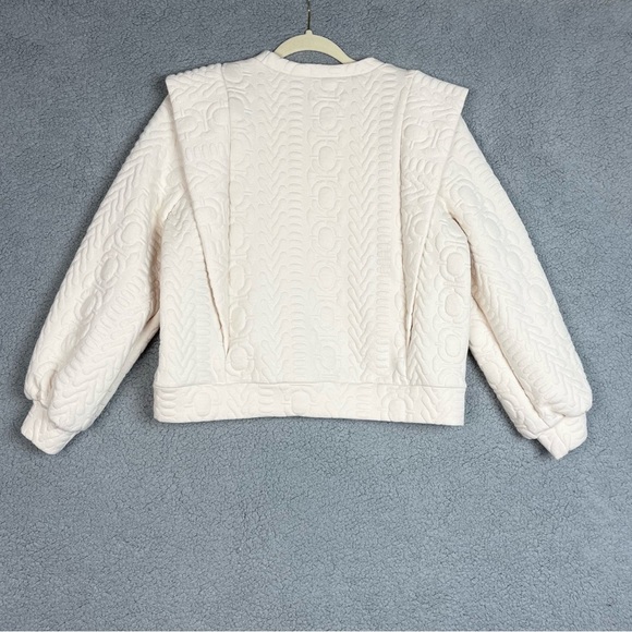 ANTHROPOLOGIE FIND ME NOW PUFF SLEEVE QUILTED SWEATSHIRT PULLOVER SWEATER SIZE S - Picture 7 of 11